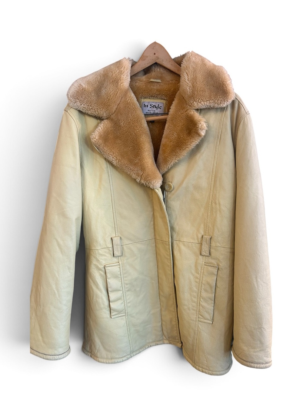 Women’s Vintage In Style Leather Jacket Acrylic Lining Small